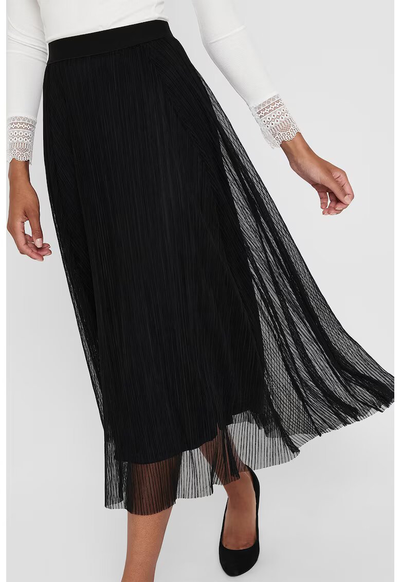 Only Fusta midi vaporoasa cu talie inalta - Negru