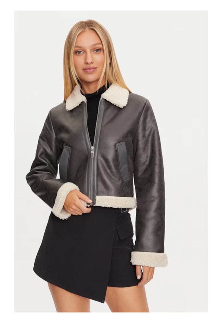 Only Geaca din imitatie de piele Betty 15322046 Gri Regular Fit - Piele ecologica