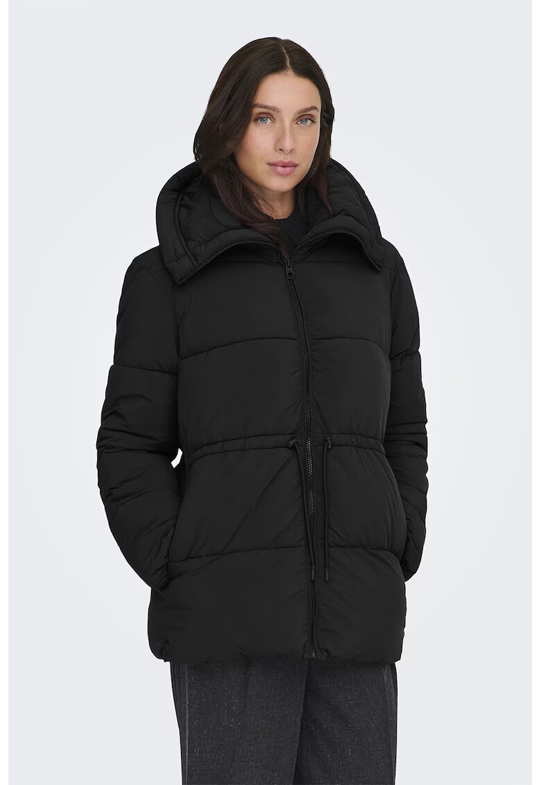 Only Geaca parka cu guler inalt - Negru