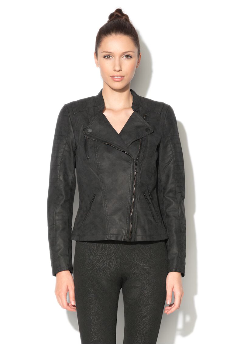 Only Jacheta biker de piele ecologica Ava - Negru