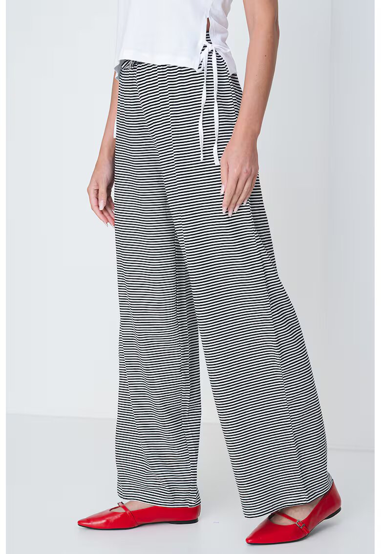 Only Pantaloni drepti din amestec de bumbac organic Live - Alb/Negru