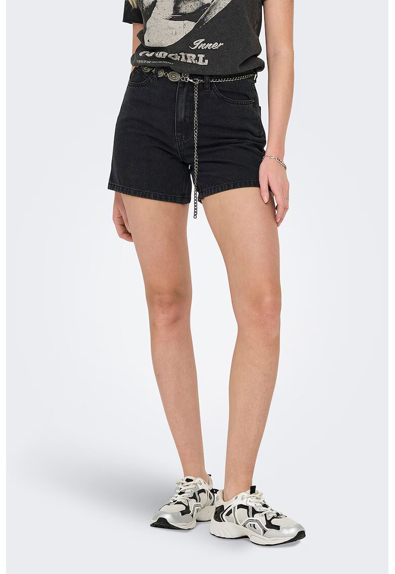 Only Pantaloni scurti de denim cu detaliu lant - Negru stins