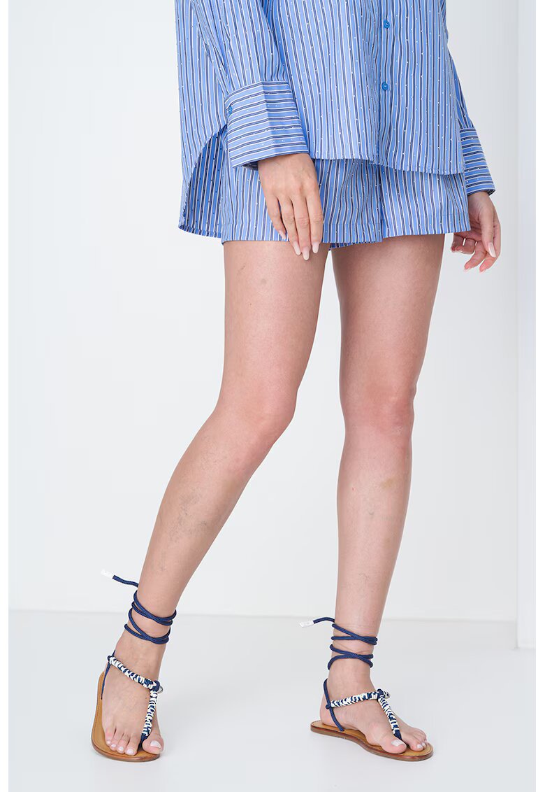Only Pantaloni scurti din amestec de bumbac cu dungi - Albastru pastel
