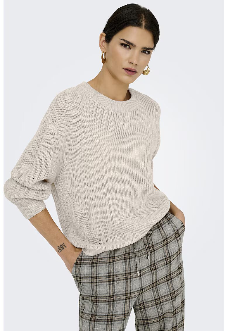 Only Pulover cu decolteu rotund - Bej