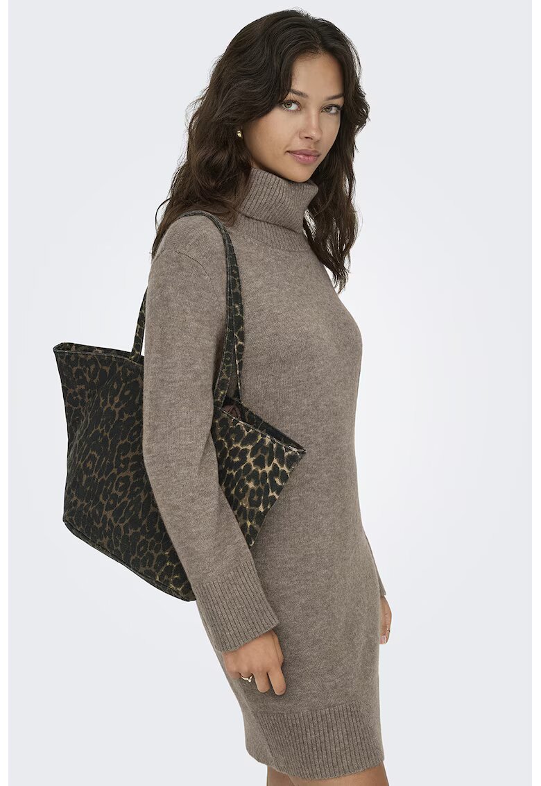 Only Pulover-rochie cu guler inalt - Maro taupe