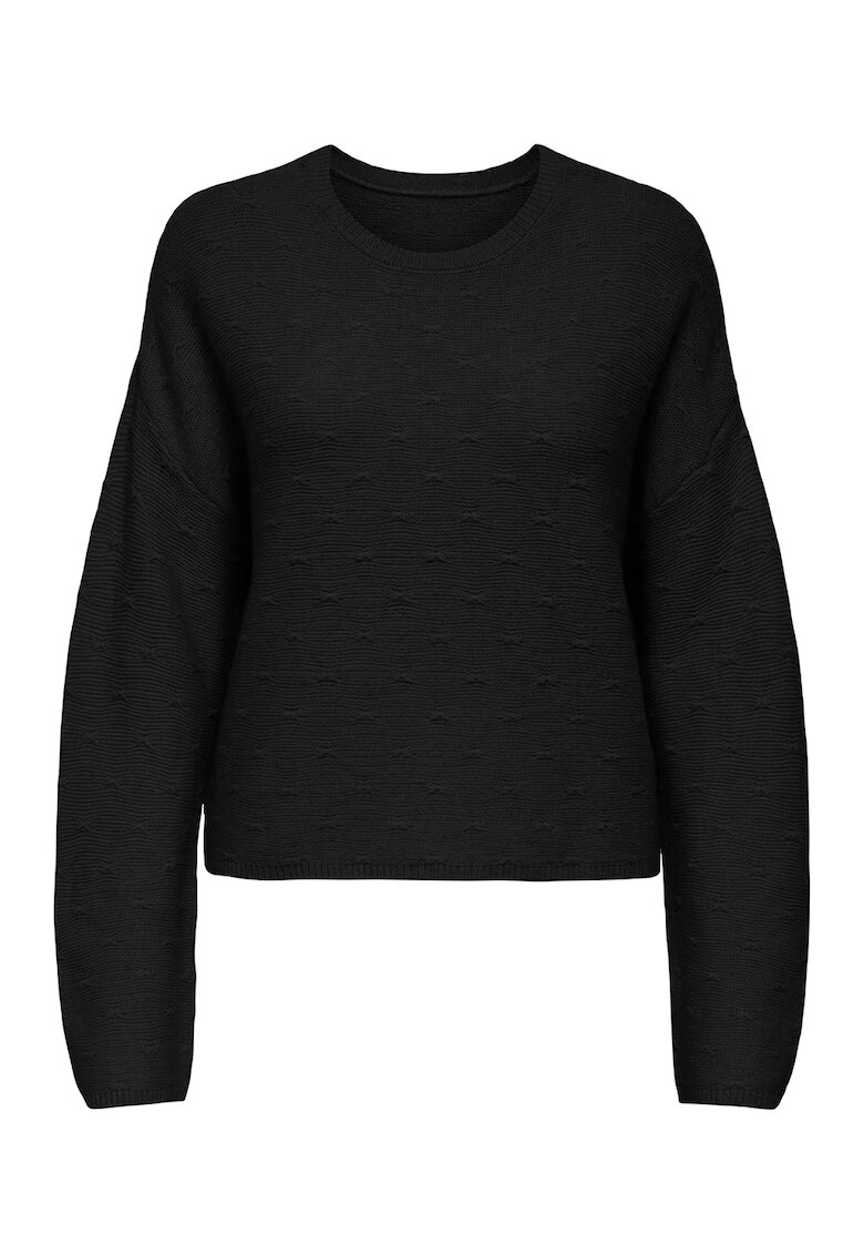 Only Pulover tricotat fin cu terminatie cu striatii - Negru