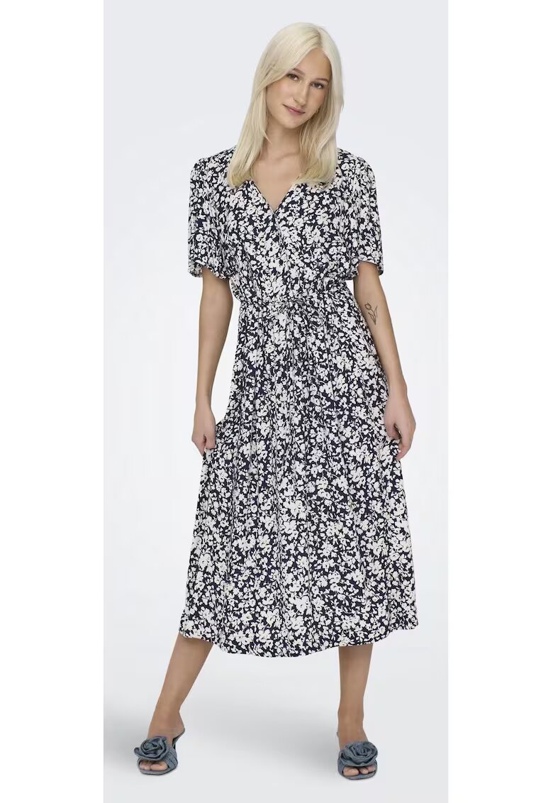 Only Rochie dama lunga 7575 - Casual - Viscoza - Albastru inchis