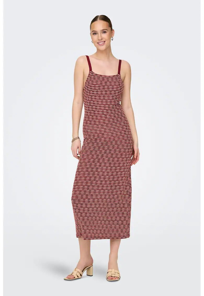 Only Rochie din amestec de bumbac cu croiala dreapta - Alb/Visiniu