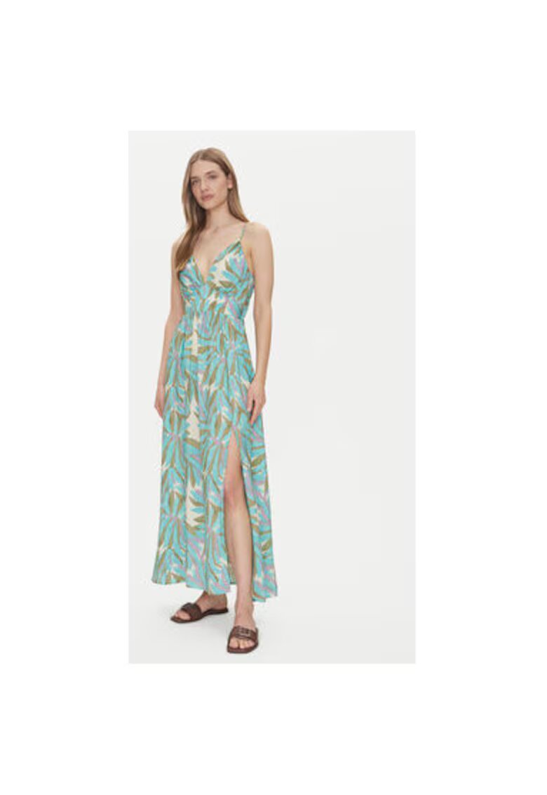 Only Rochie maxi cu slit lateral - Verde