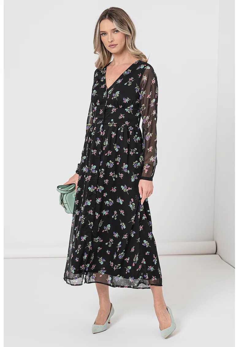 Only Rochie midi cu imprimeu floral - Verde/Negru