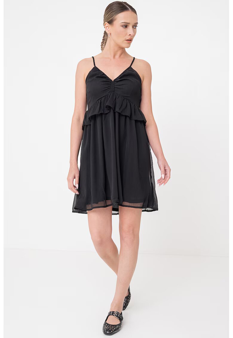 Only Rochie mini evazata cu aplicatii cu volane