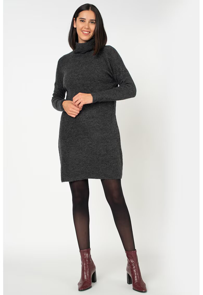Only Rochie-pulover cu guler inalt Jana - Gri inchis melange