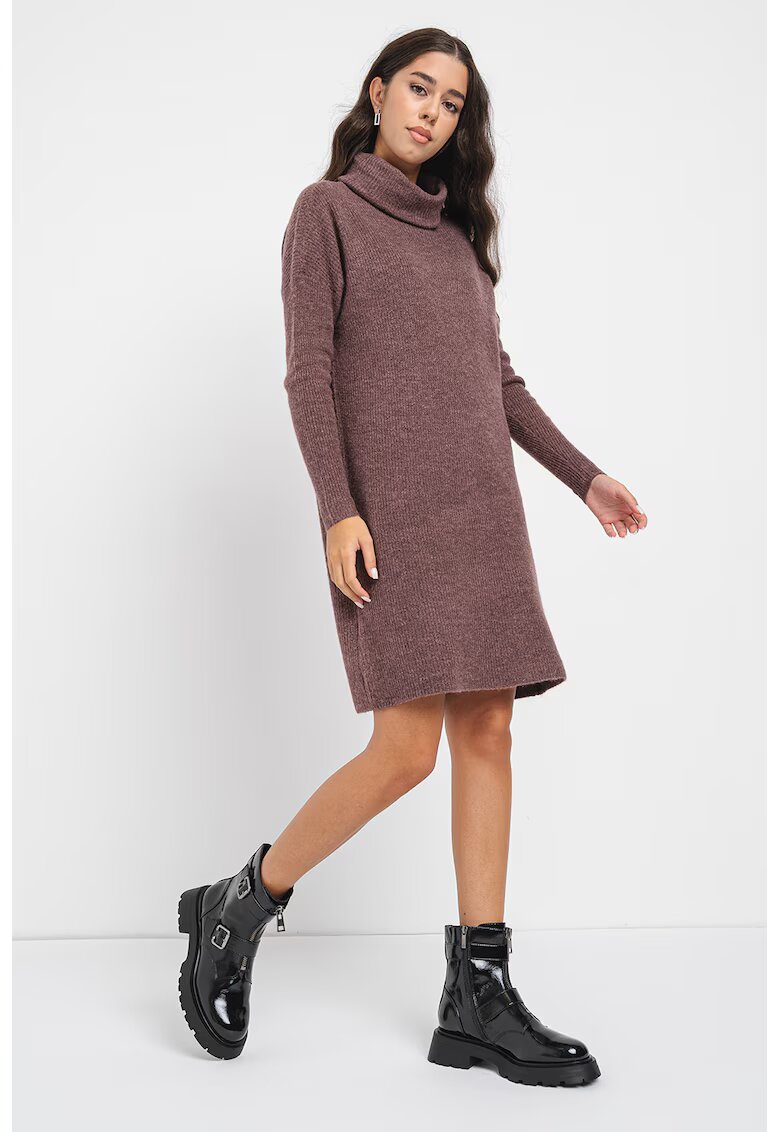 Only Rochie-pulover cu guler inalt Jana - Violet inchis melange