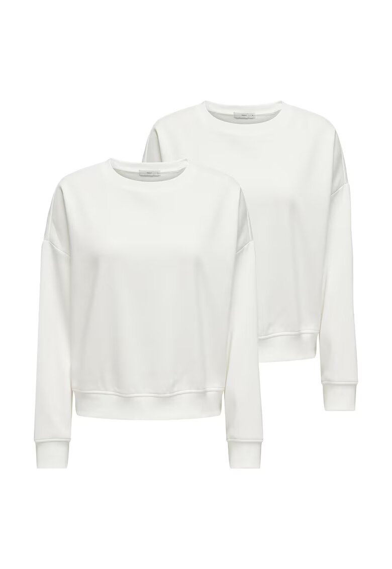 Only Set de bluza de trening cu decolteu la baza gatului si maneci cazute - 2 piese - Alb