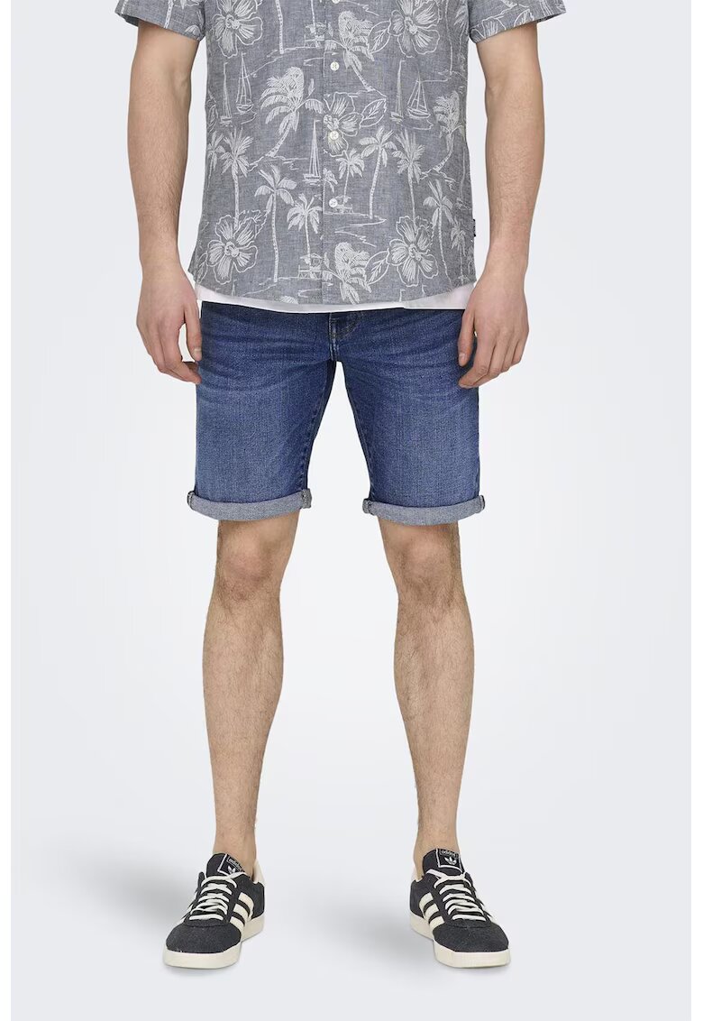 Only  Sons Blugi scurti slim fit - Albastru inchis