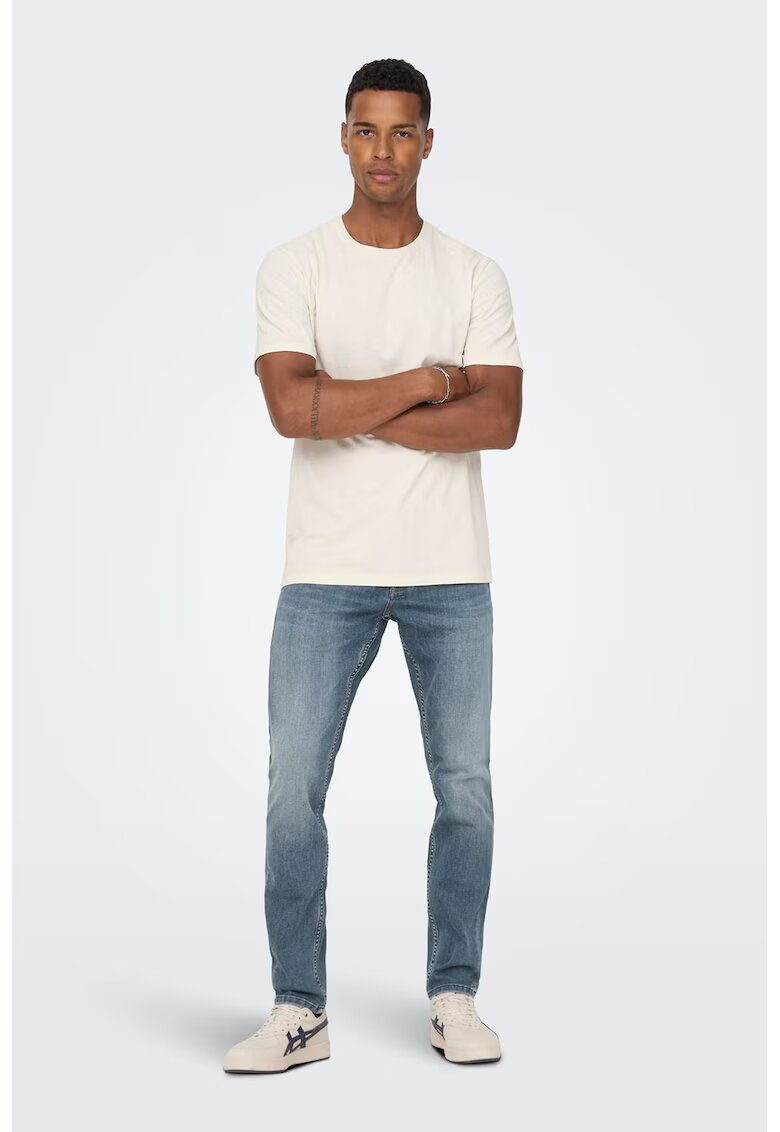 Only  Sons Blugi slim fit cu aspect decolorat - Albastru prafuit