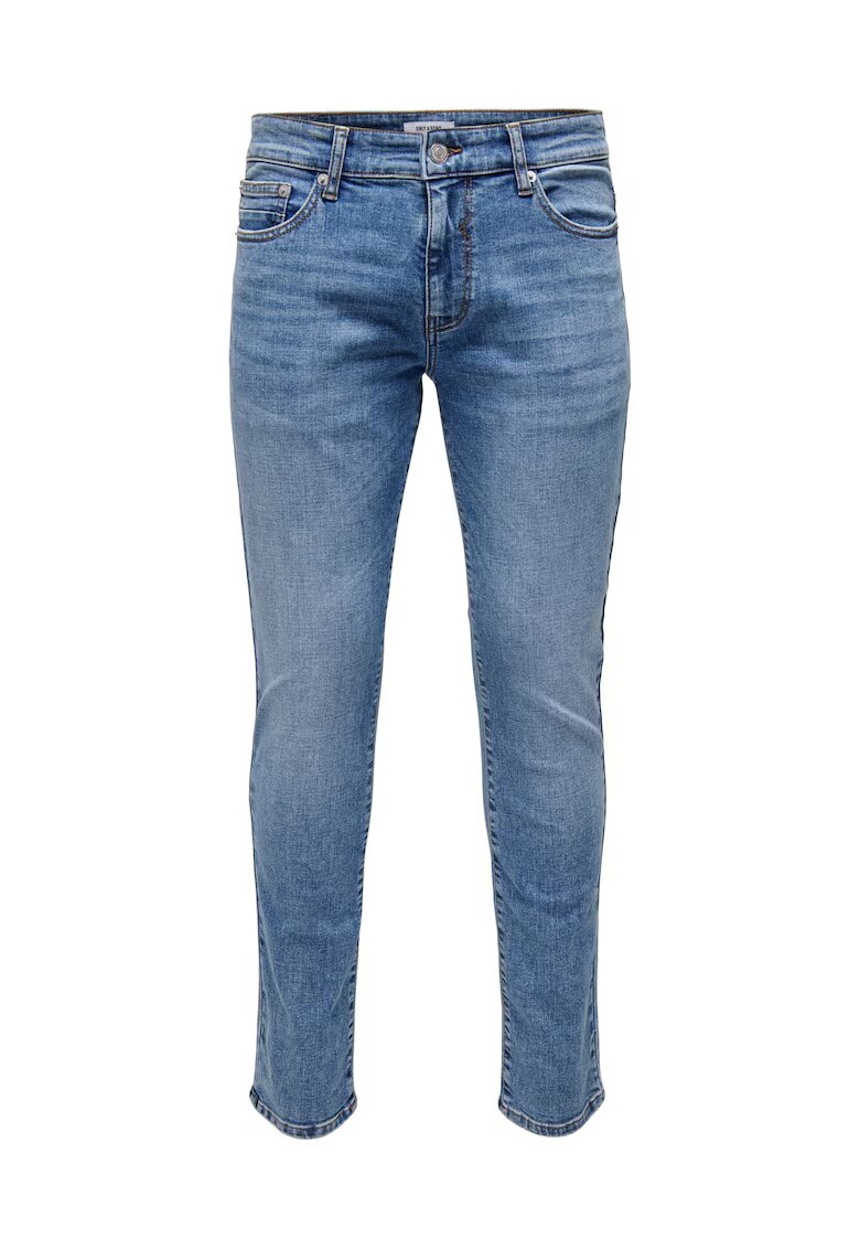Only & sons Blugi slim fit denim super elastic - talie joasa - albastru - bumbac