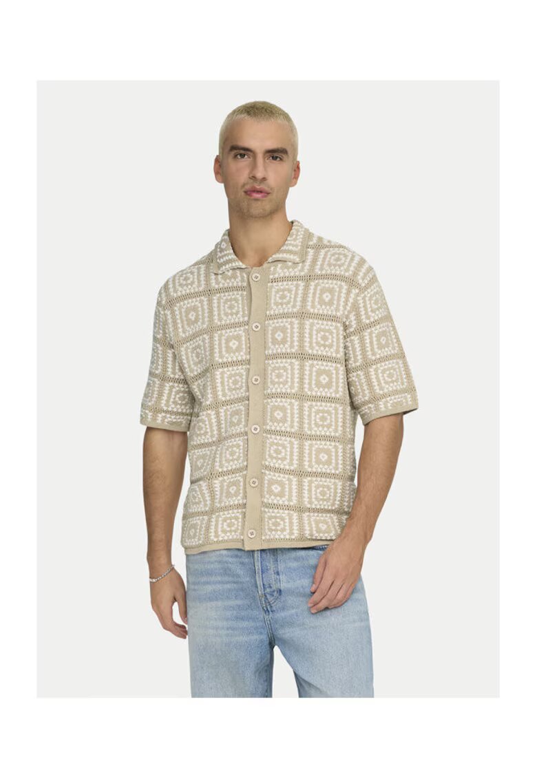 Only  Sons Camasa barbati - 305331724 - Bumbac - Bej - Bej