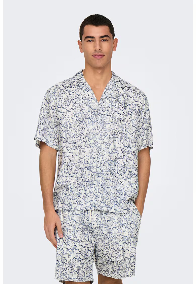 Only  Sons Camasa regular fit cu imprimeu - Alb/Albastru