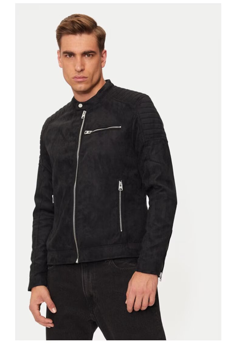 Only  Sons Geaca din imitatie de piele Gus 22029650 Negru Regular Fit - Piele ecologica