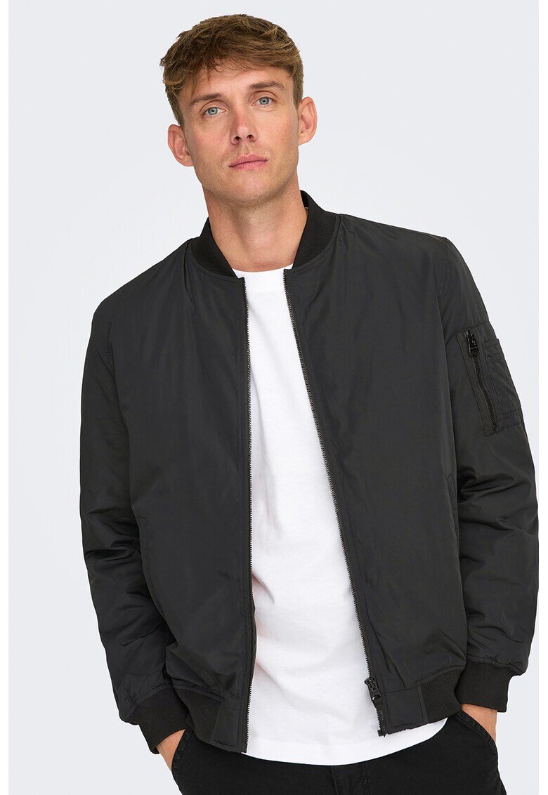 Only & sons Jacheta bomber uni - Negru