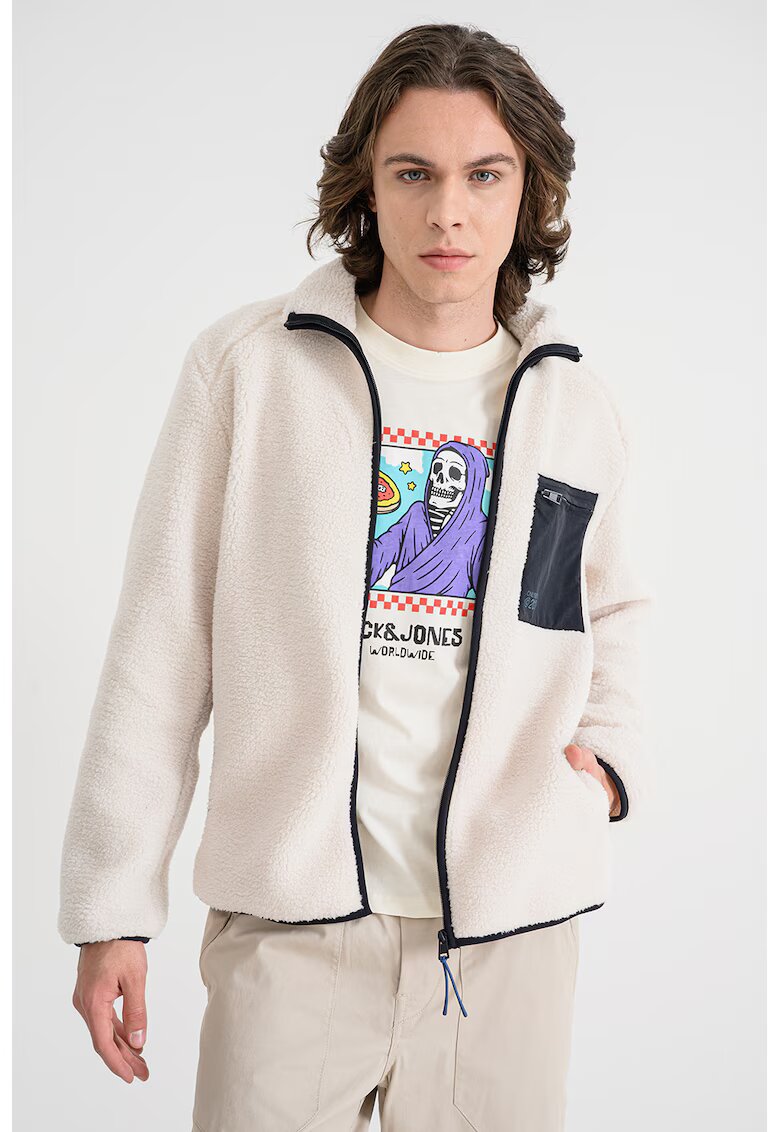 onlysons Jacheta din material sherpa cu fermoar - Crem/Bleumarin