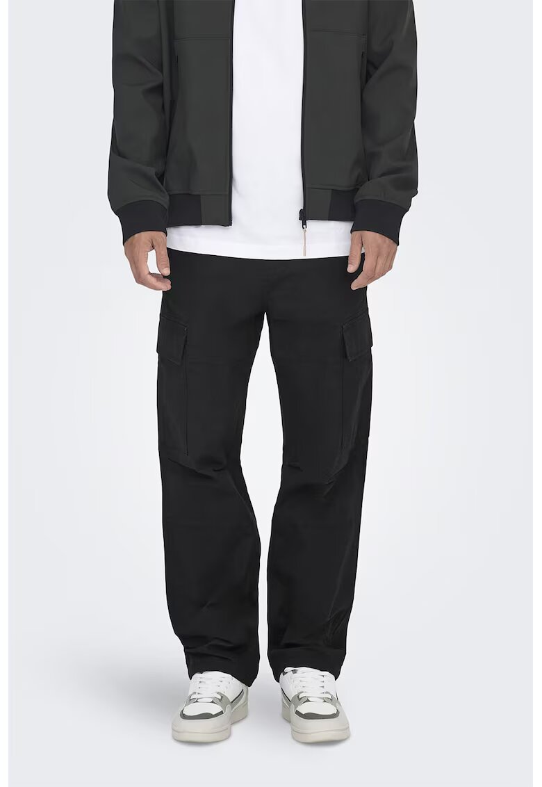 onlysons Pantaloni relaxed fit cu talie medie - Negru