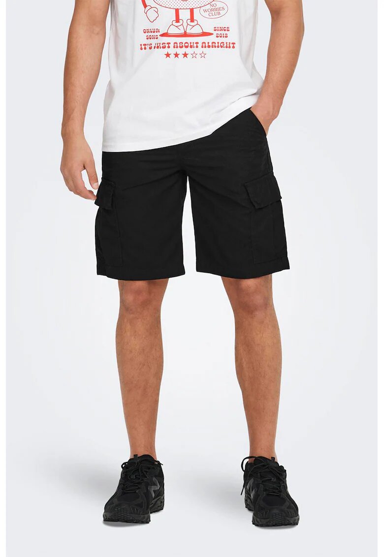 Only  Sons Pantaloni scurti din bumbac cu buzunare - Negru