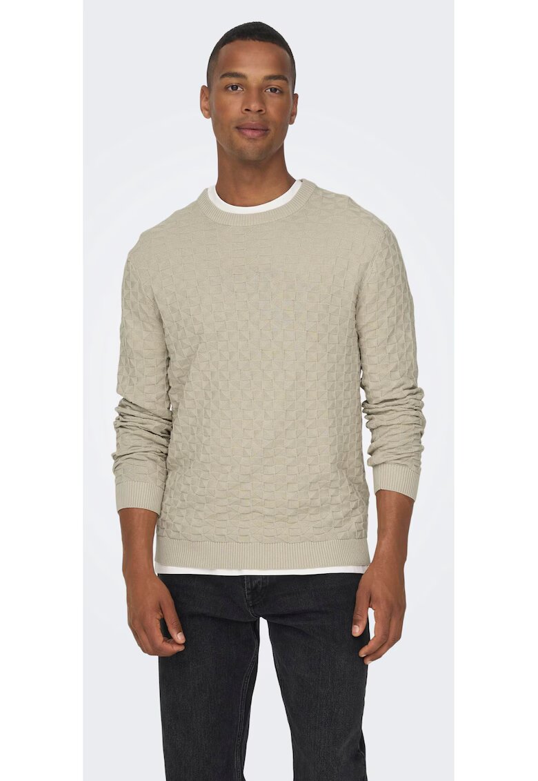 Only  Sons Pulover barbati 6742 - Bumbac - Bej deschis