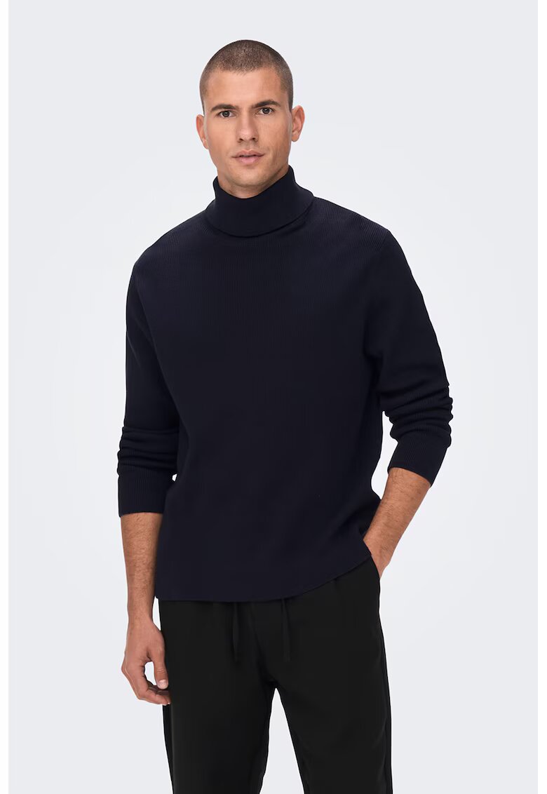 Only & sons Pulover striat cu guler inalt - Bleumarin