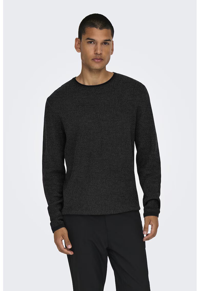 Only & sons Pulover uni cu croiala la baza gatului - Gri antracit