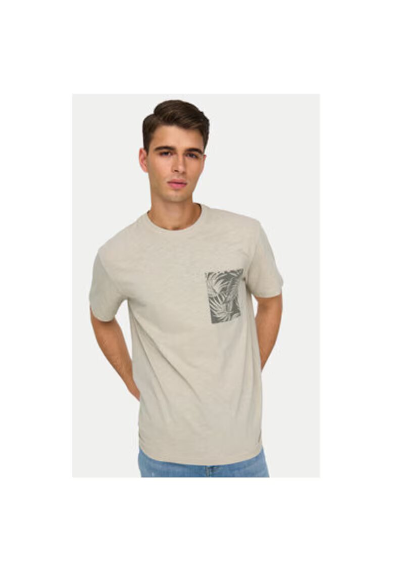 Only  Sons Tricou barbati - 304953187 - Bumbac - Bej - Bej