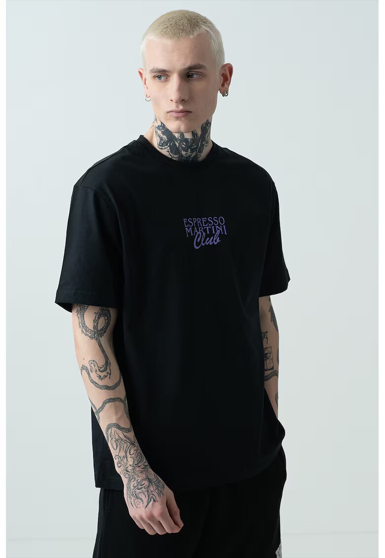 Only  Sons Tricou de bumbac organic cu model grafic - Negru/Maro/Violet