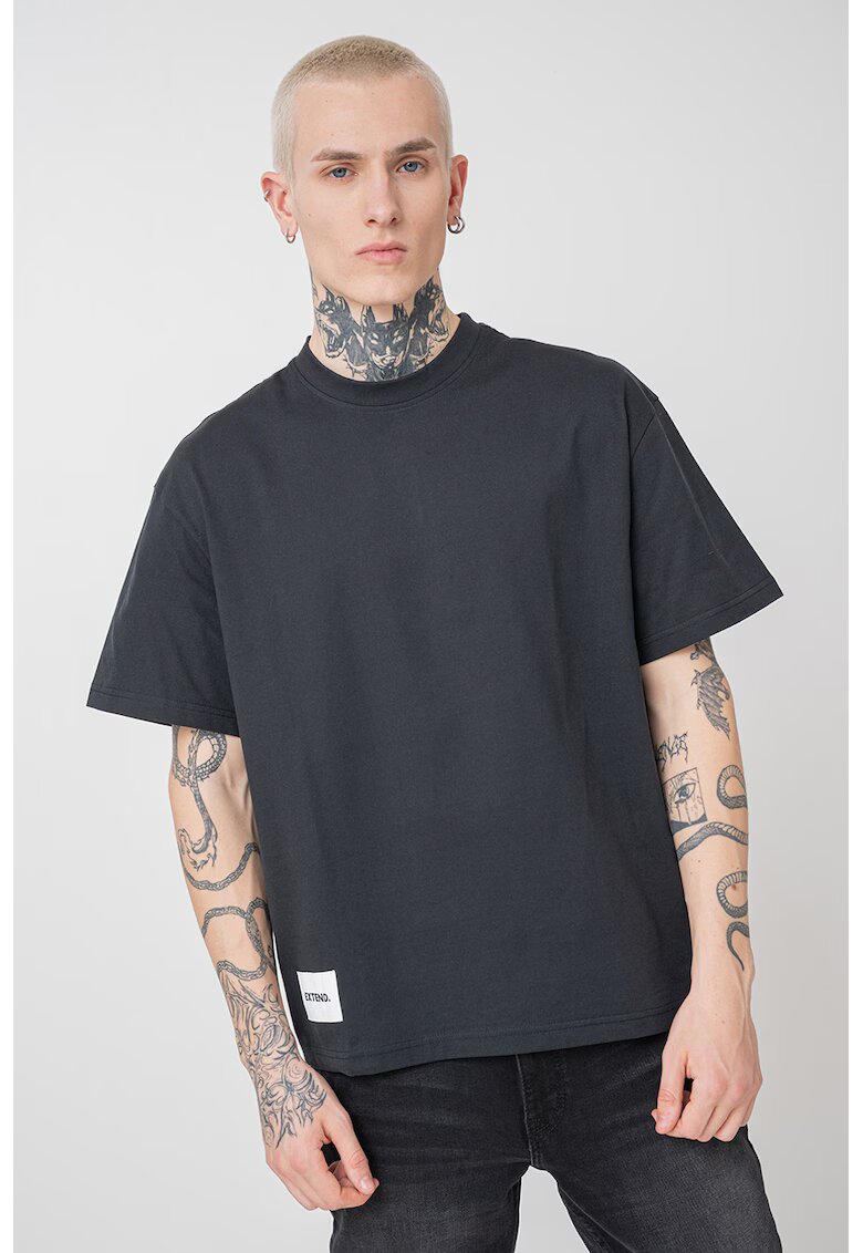 Only & sons Tricou din bumbac cu imprimeu pe partea din spate si decolteu la baza gatului - Alb/Negru