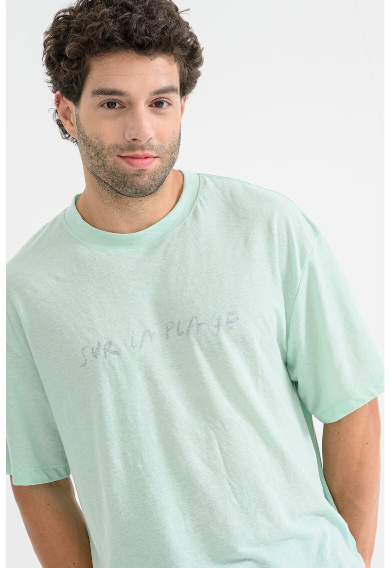 Only  Sons Tricou lejer din amestec de in - Verde pal
