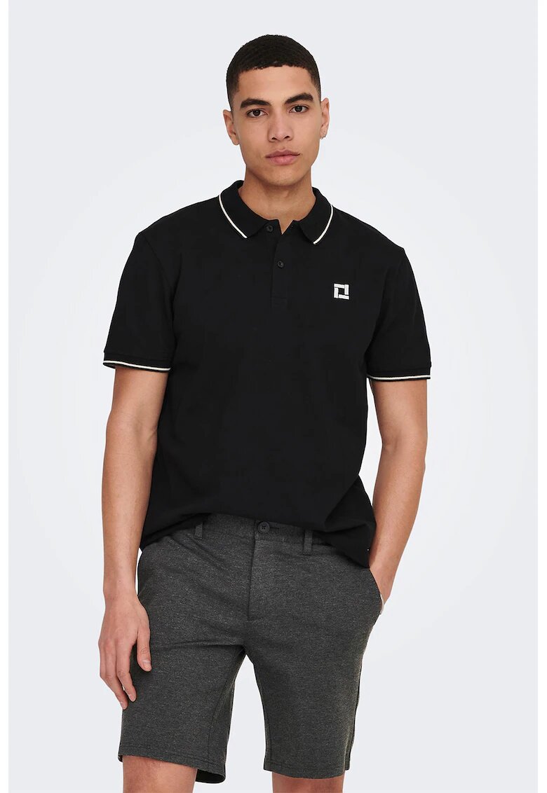 Only  Sons Tricou polo de bumbac organic - Negru
