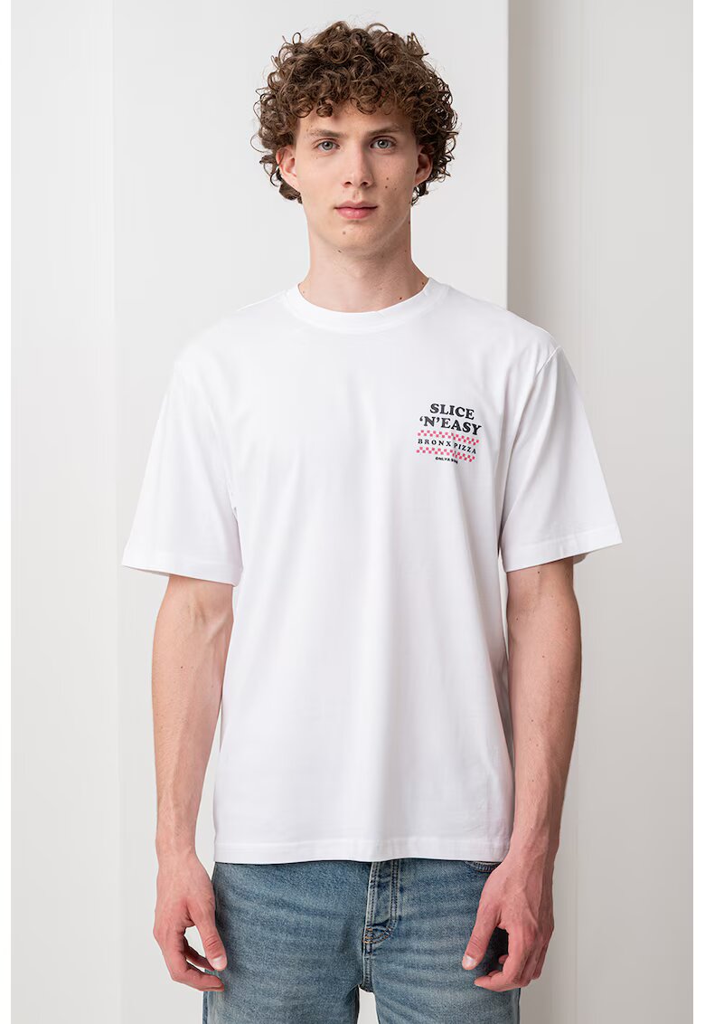 Only  Sons Tricou relaxed-fit din bumbac Tristan - Alb/Galben/Roz