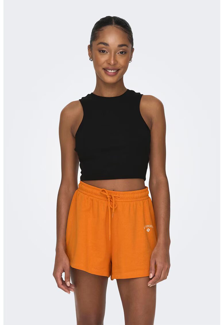 Only Top crop din amestec de bumbac - Negru