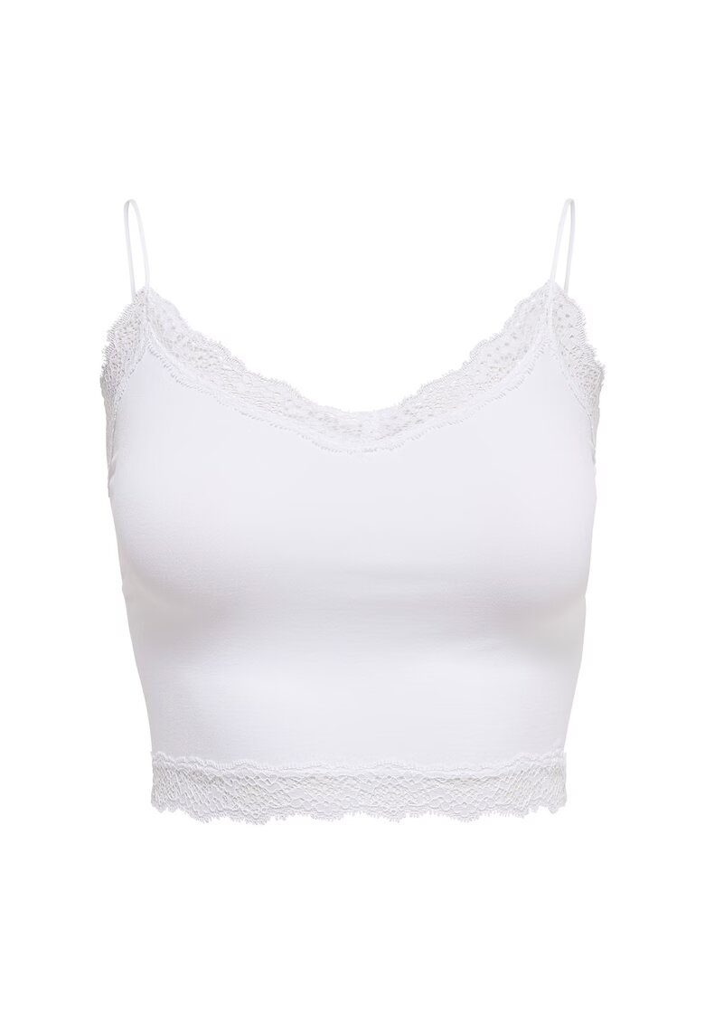 Only Top crop slim-fit fara cusaturi Vicky - Alb