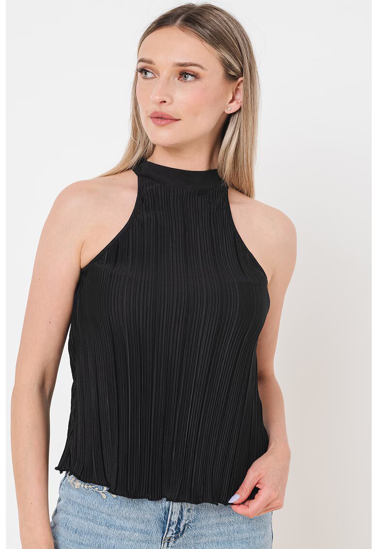 Only Top striat cu decolteu halter Tina - Negru