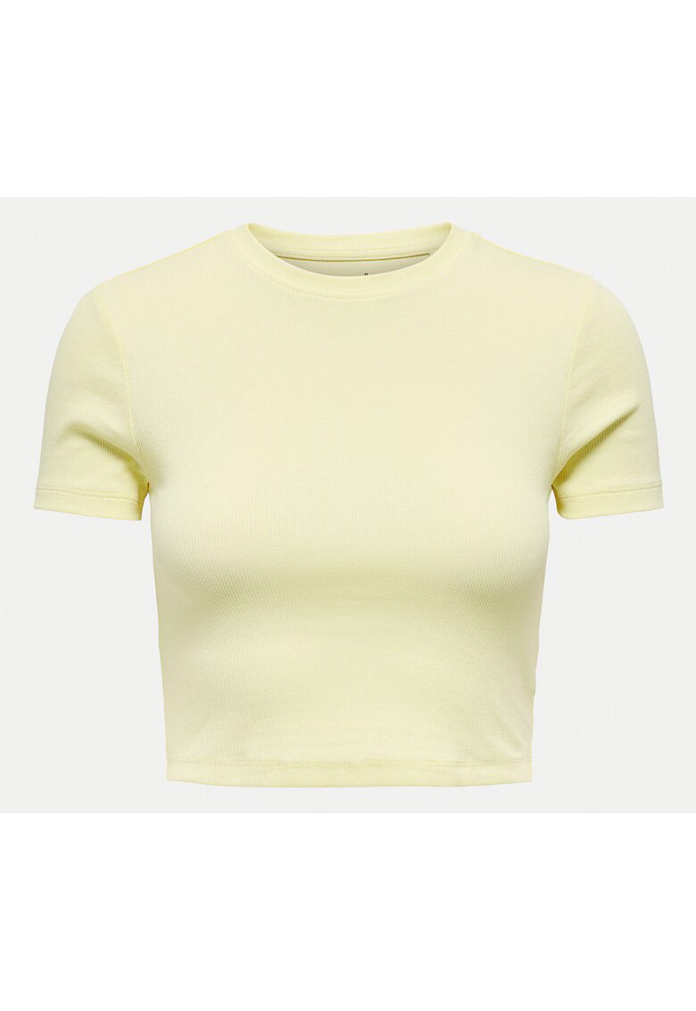 Only Tricou crop cu decolteu la baza gatului - Galben