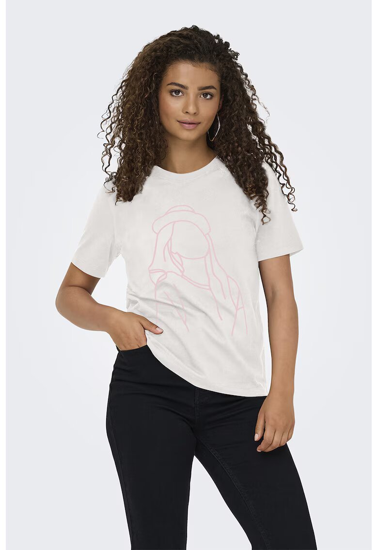 Only Tricou cu imprimeu floral - Alb/Roz