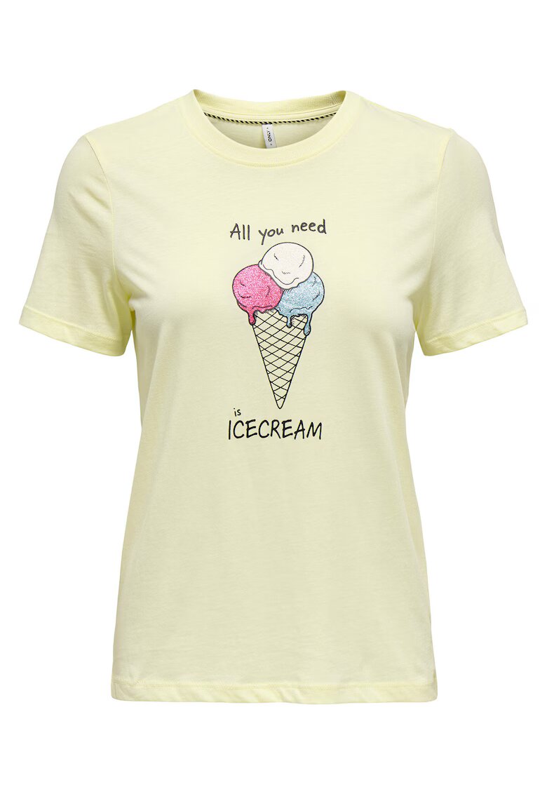 Only Tricou dama 15349901 - Bumbac organic - Galben - Galben