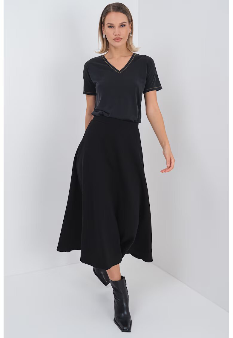 Only Tricou din amestec de modal cu decolteu in V - Gri antracit