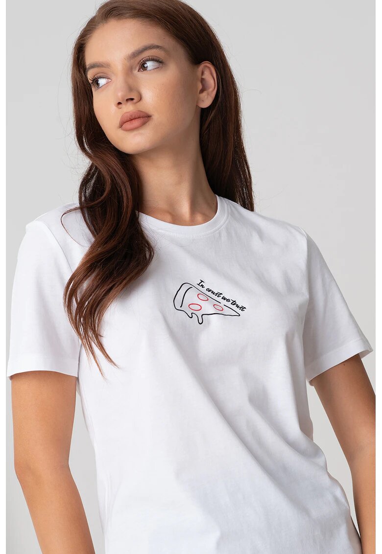 Only Tricou din bumbac cu imprimeu grafic - Albastru glaciar