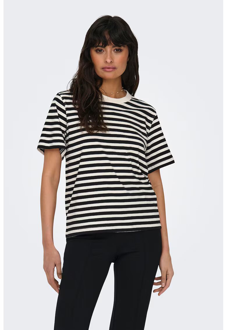 Only Tricou lejer in dungi - Alb/Negru