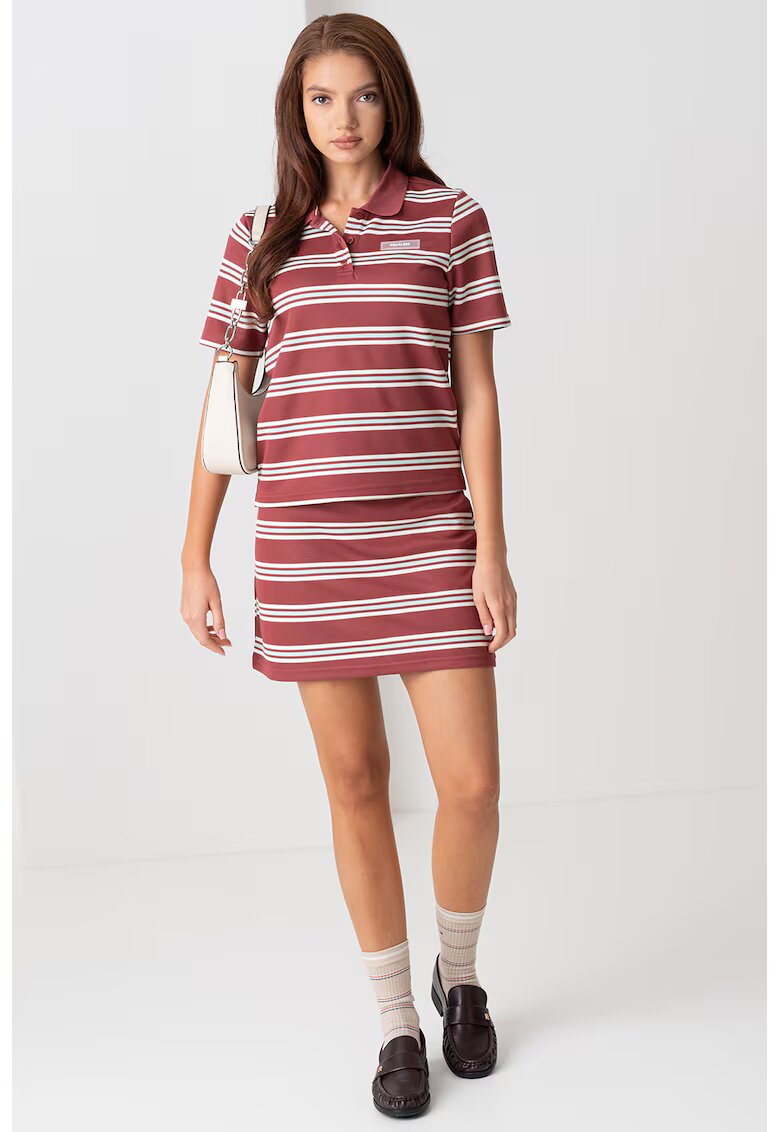 Only Tricou polo cu model in dungi - Visiniu