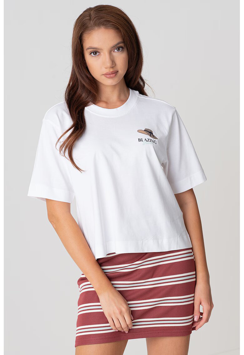 Only Tricou regular fit cu decolteu la baza gatului - Alb
