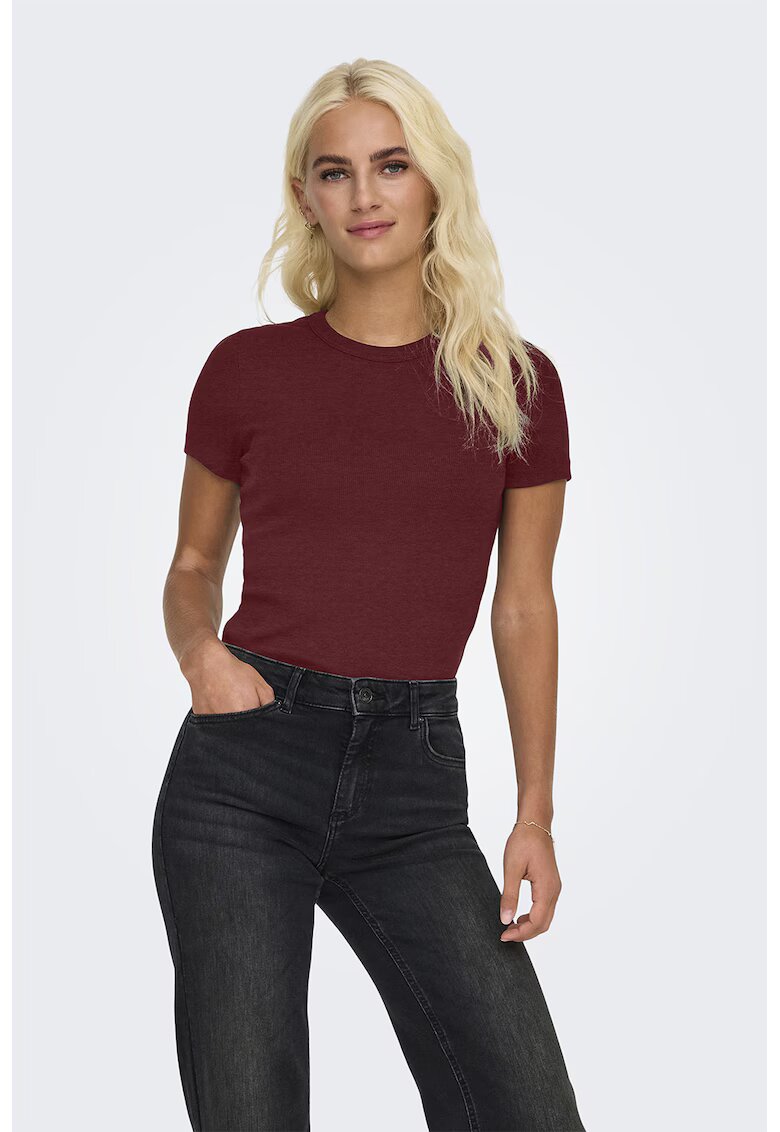 Only Tricou slim fit din amestec de bumbac organic Val - Visiniu