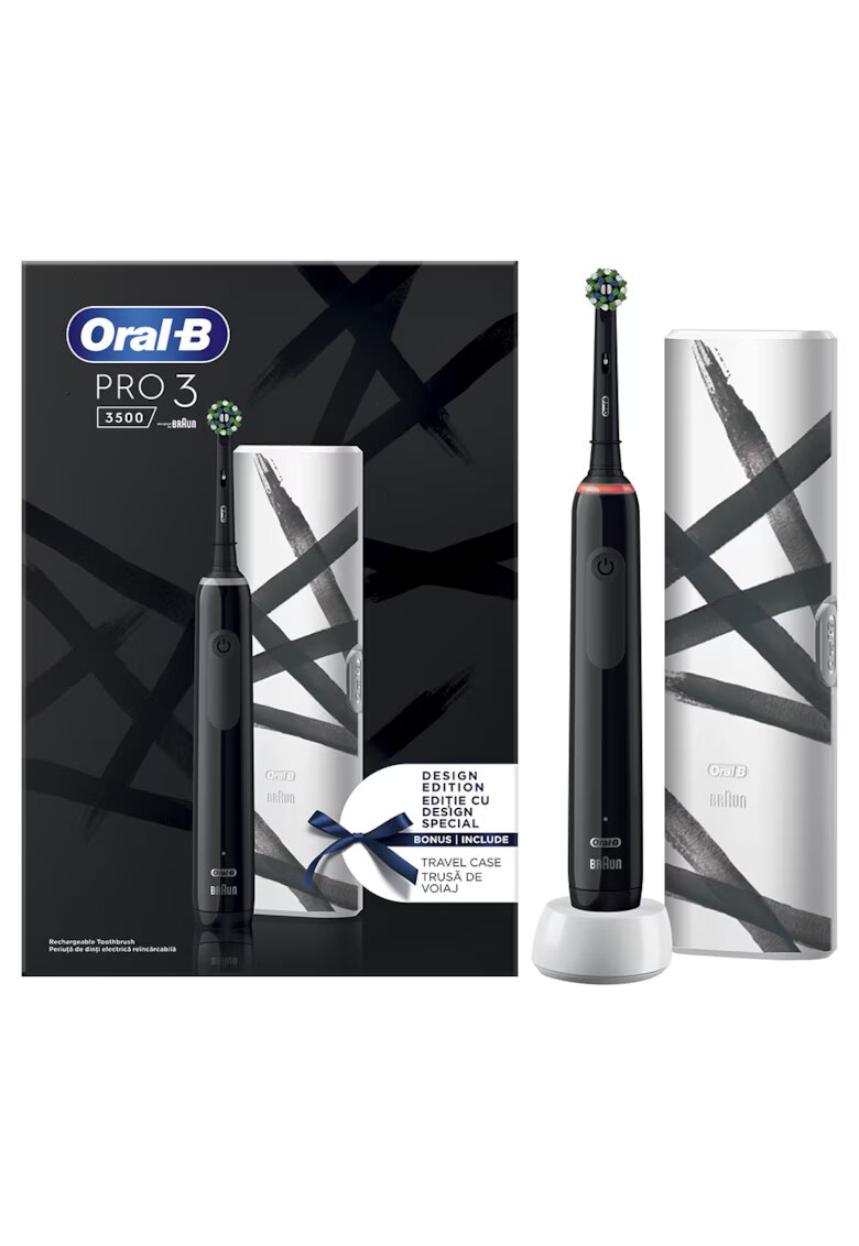 Oral-B Periuta de dinti electrica Pro - Curatare 3D - 3 programe - 1 Incarcator - 1 Capat - Trusa de calatorie - Negru
